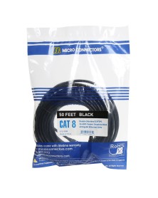 Micro Connectors 50 Ft. CAT 8 S/FTP Shielded Ethernet Cable - Black