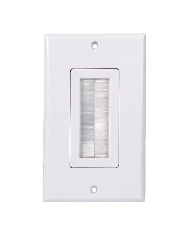 Just Hook It Up Decor Style Brush Bulk Cable Wall Plate Single Gang - White