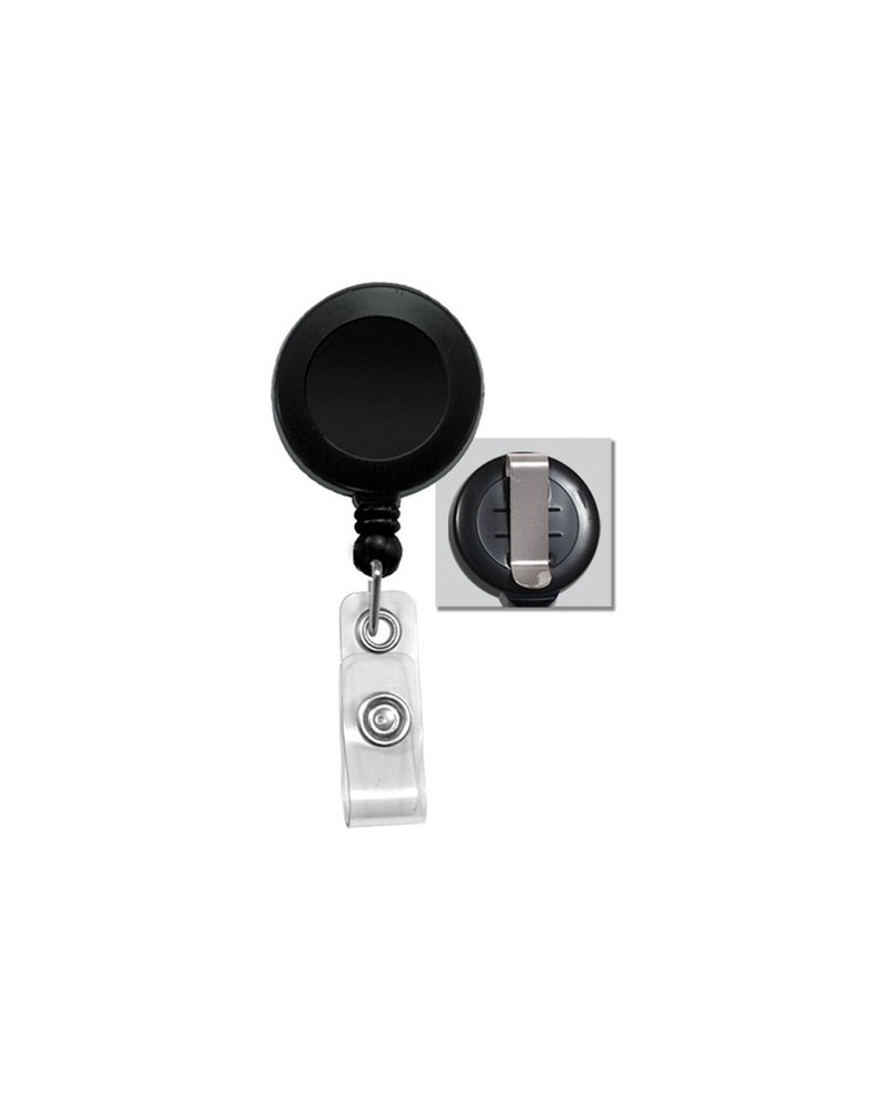 BRADY PEOPLE ID Badge Reel with Clear Vinyl Strap & Belt Clip (Black, 25-Pack)