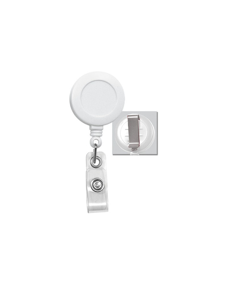 BRADY PEOPLE ID Badge Reel with Clear Vinyl Strap & Belt Clip (White, 25-Pack)